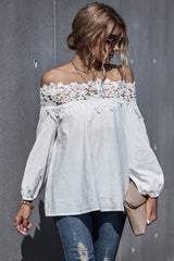 Lace Patchwork Off-Shoulder Blouse