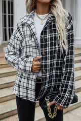 Black And White Patchwork Plaid Single-Breasted Jacket