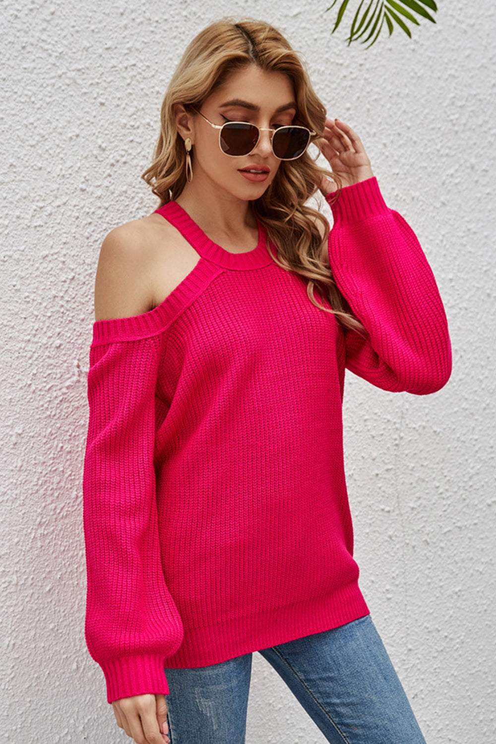 Off-Shoulder Knitted Sweater
