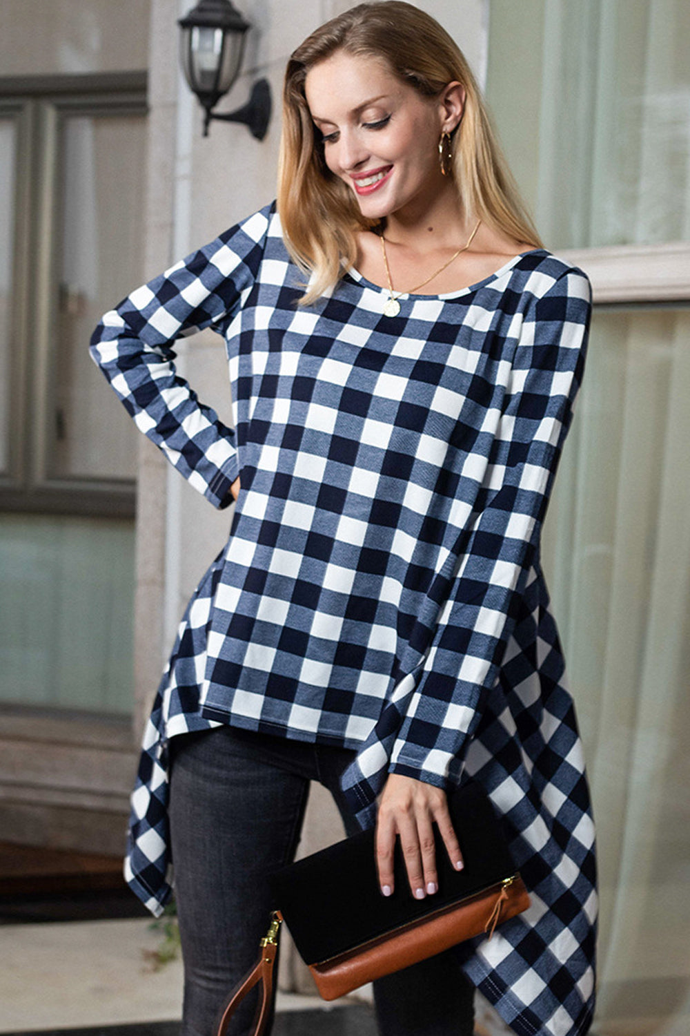 Ruffled Mid-length Long-sleeved T-shirt