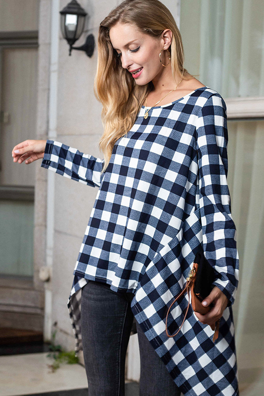 Ruffled Mid-length Long-sleeved T-shirt