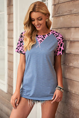 Leopard Stripe Patchwork T-Shirt