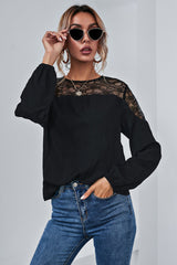 Mesh Stitching Long-Sleeved Shirt