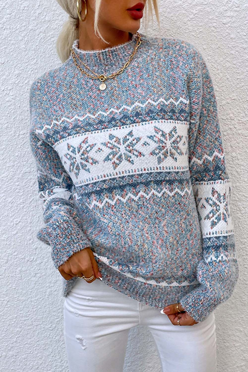 Christmas Knitted Snowflake Pullover