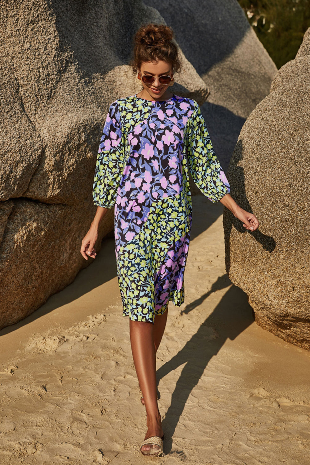 Round Neck Mid-Sleeve Dress