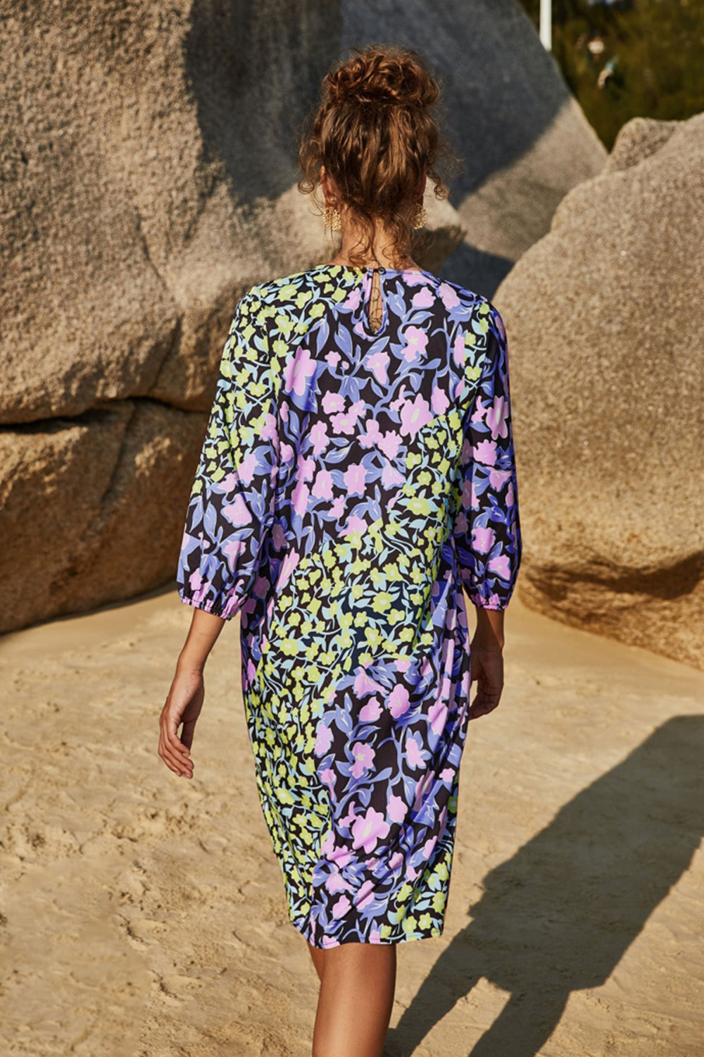 Round Neck Mid-Sleeve Dress