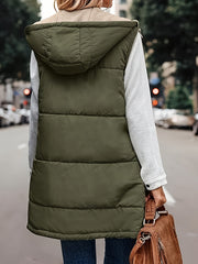 Reversible Sleeveless Hooded Vest Coat