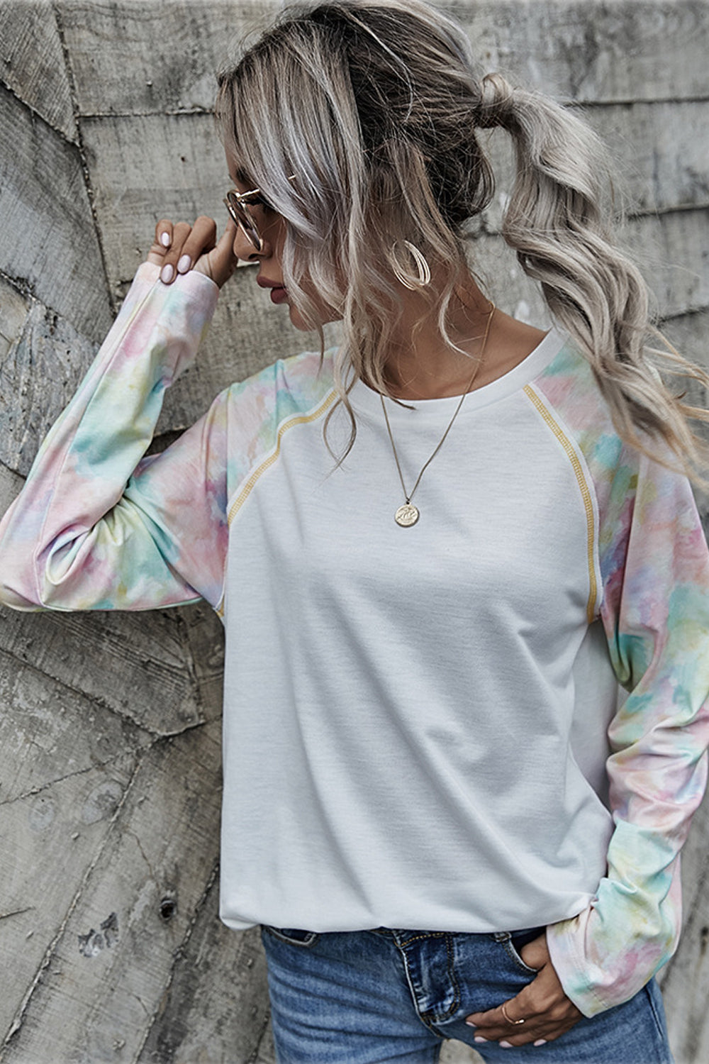 Tie-Dye Stitching Basic T-Shirt