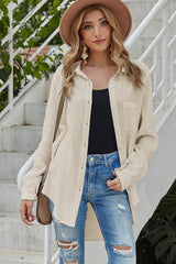 Lapel Single-Breasted Solid Color Shirt