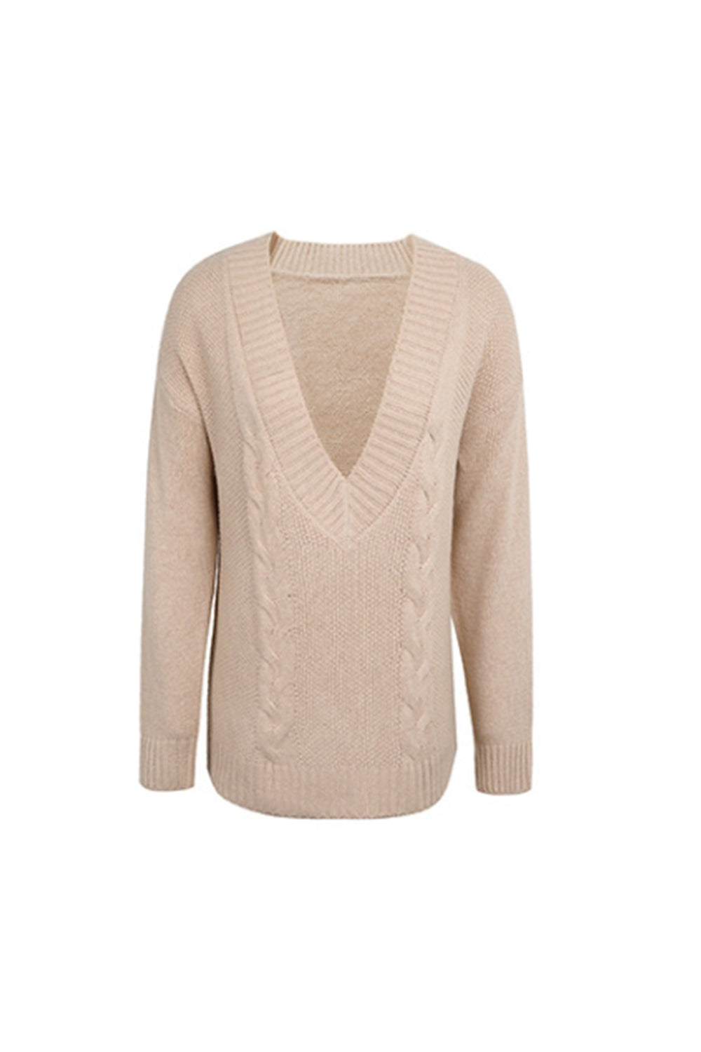 Deep-V Neck Twist Sweater