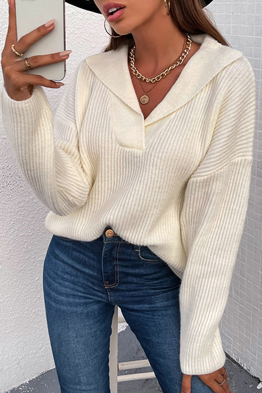 Notch Lapel Thicken Pullover