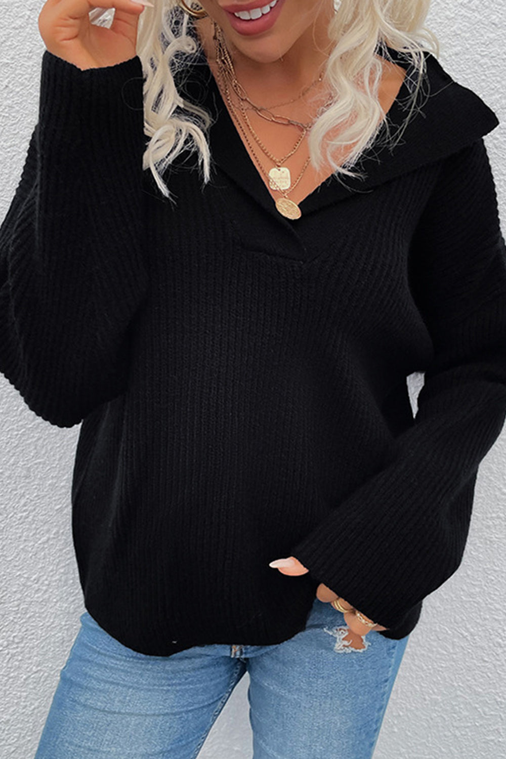 Notch Lapel Thicken Pullover