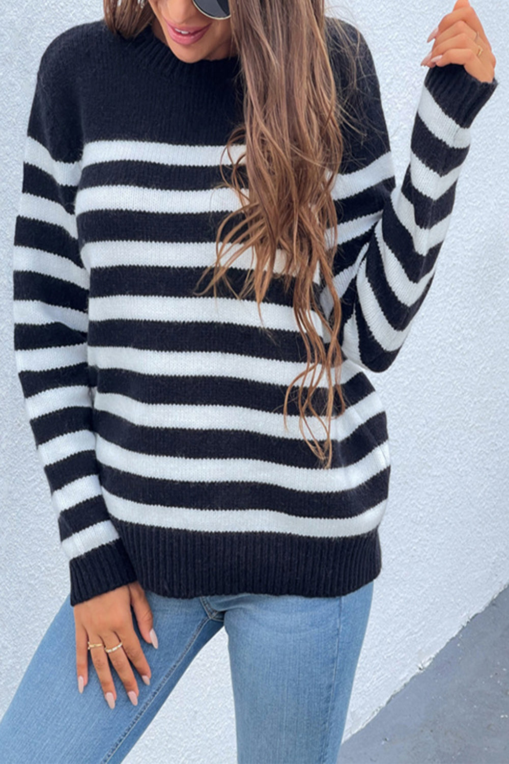 Contrast Striped Pullover