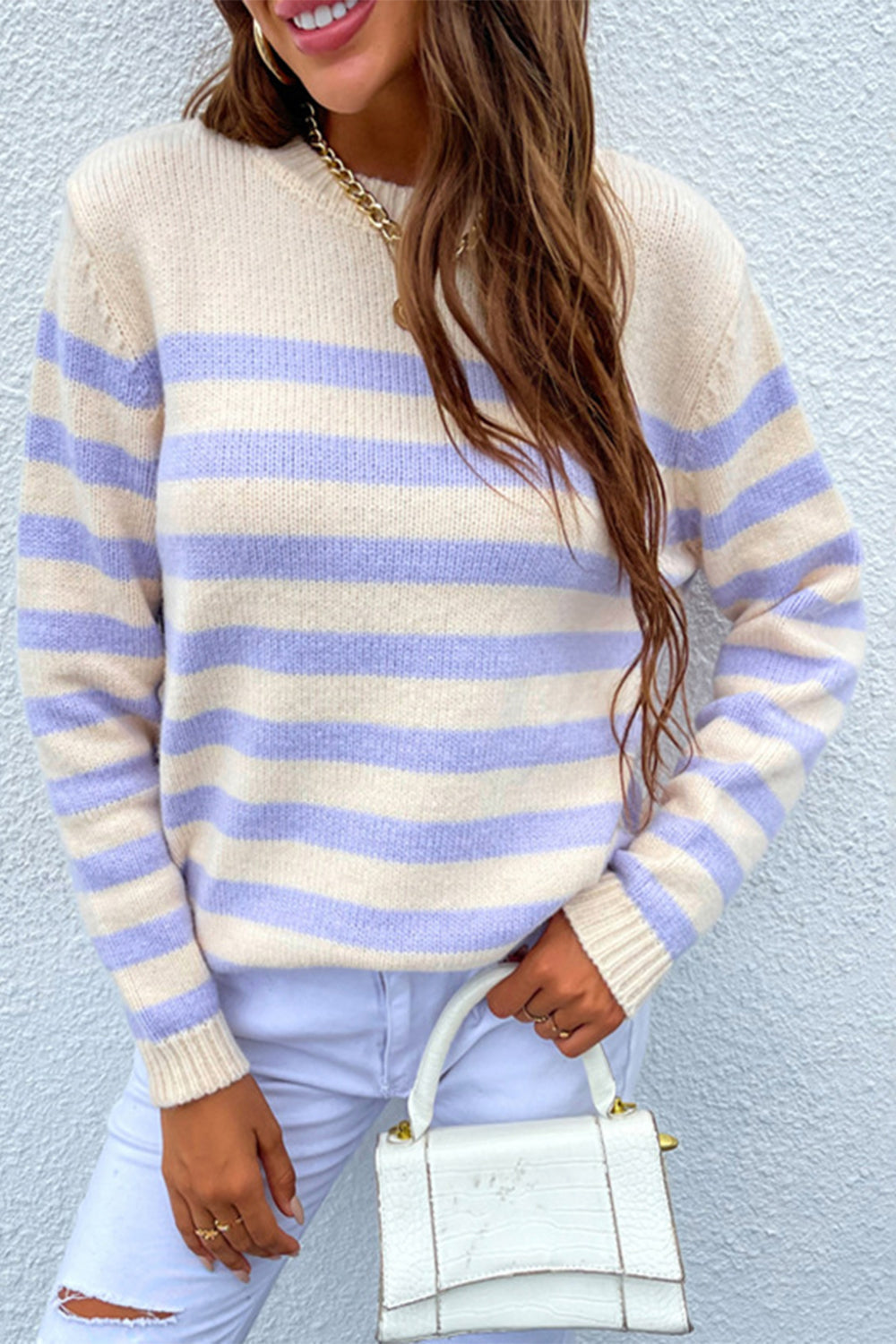 Contrast Striped Pullover
