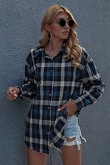 Long Sleeve Plaid Cardigan Shirt