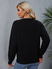 Black Round Neck Letter Sweater