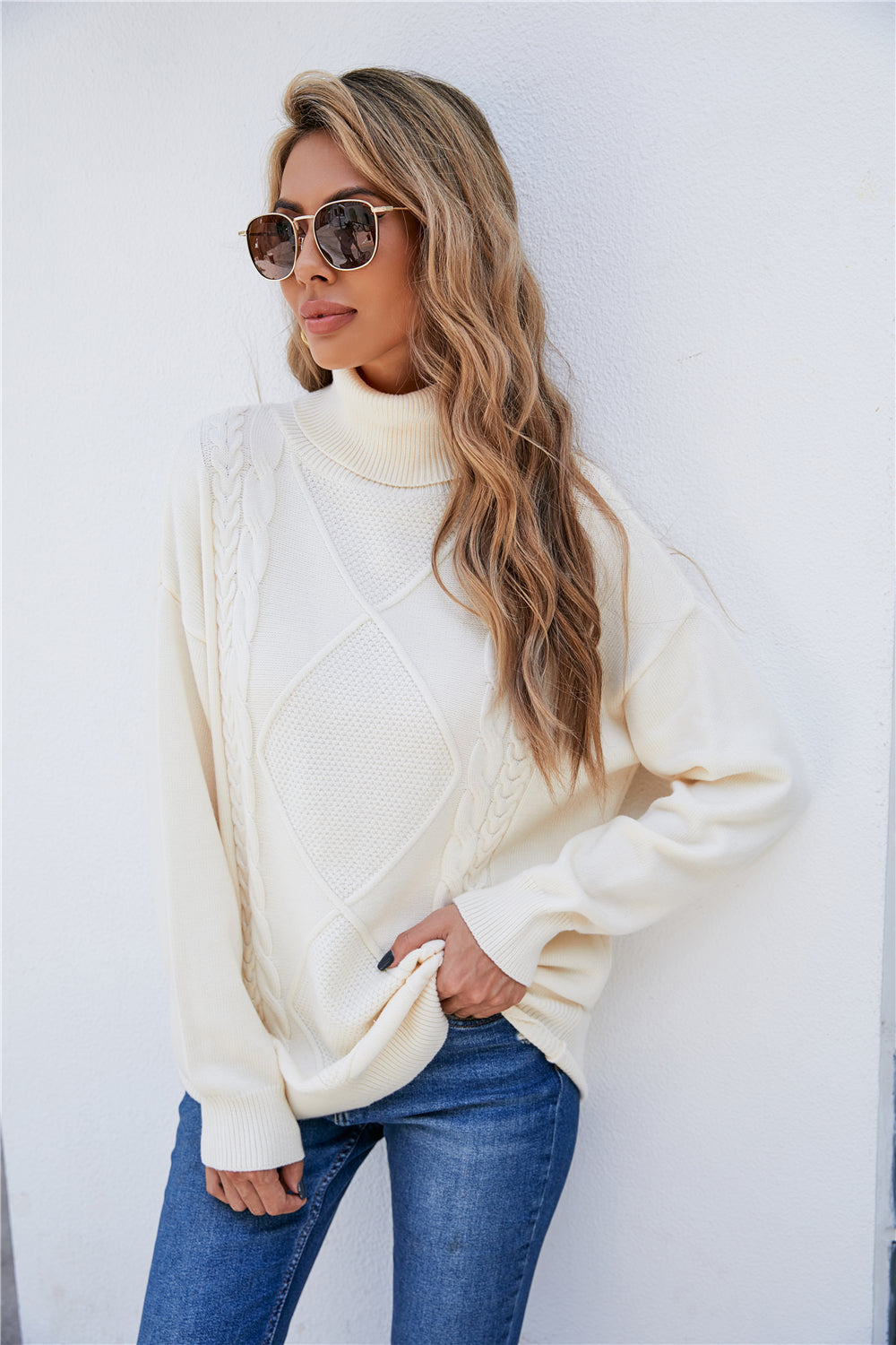 Twist Knitted Plus Size Sweater