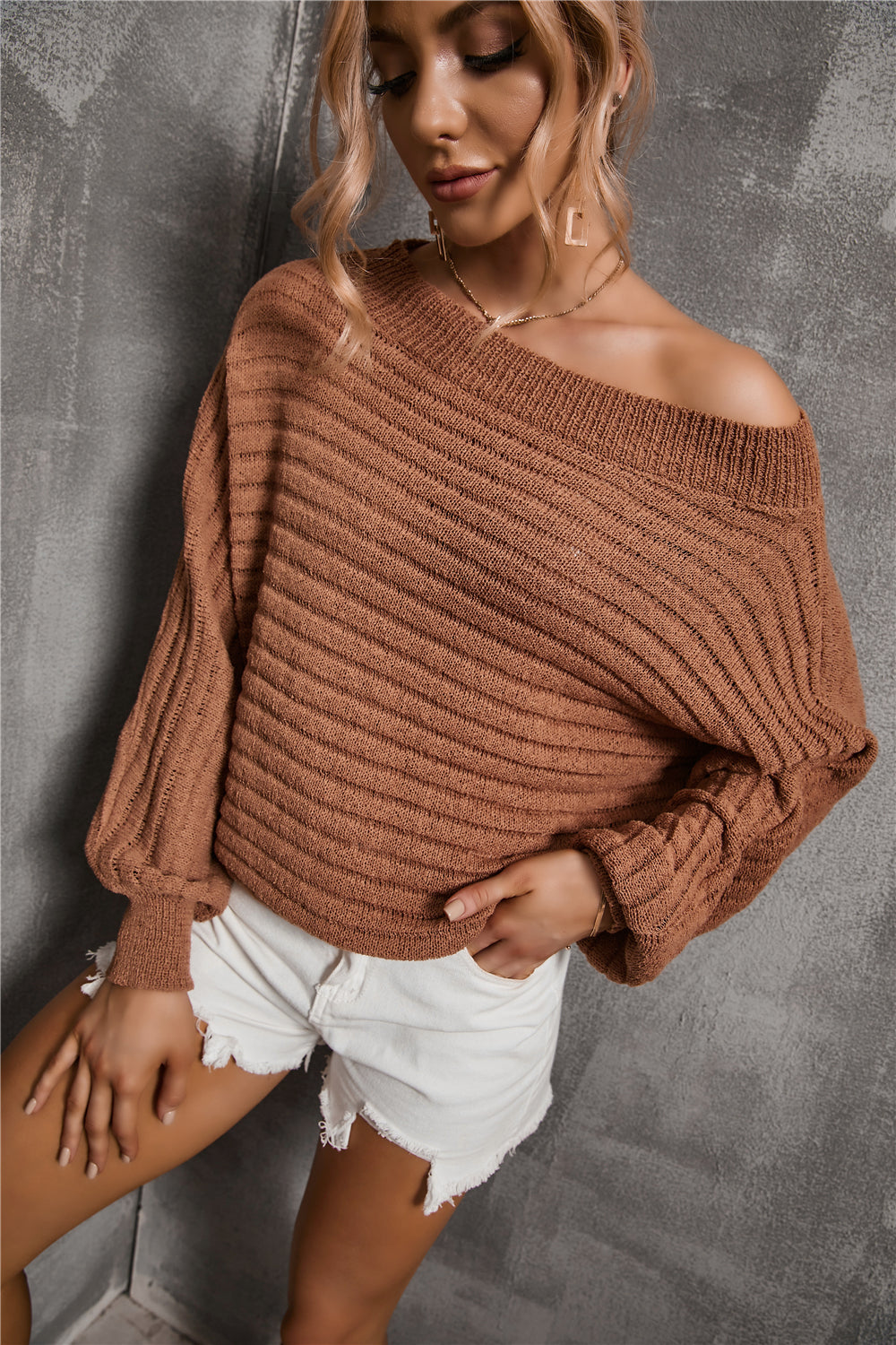 Orange Striped Knit Pullover