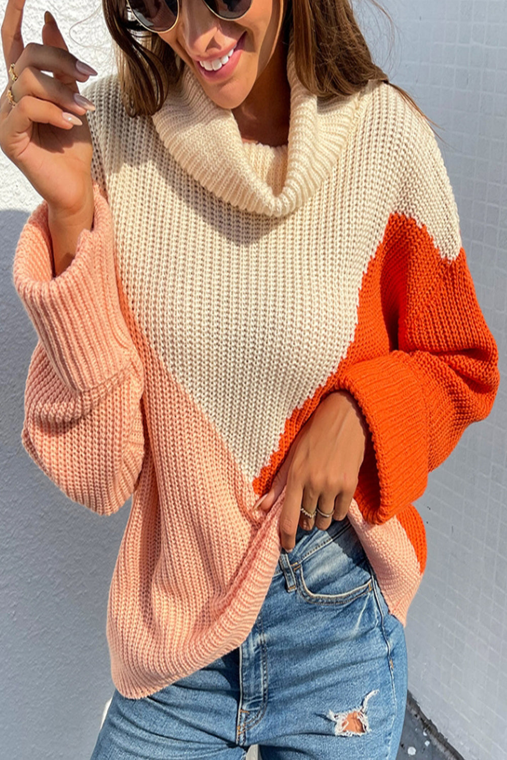 Contrast Lapel Pullover