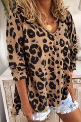 Leopard Print V-neck Top