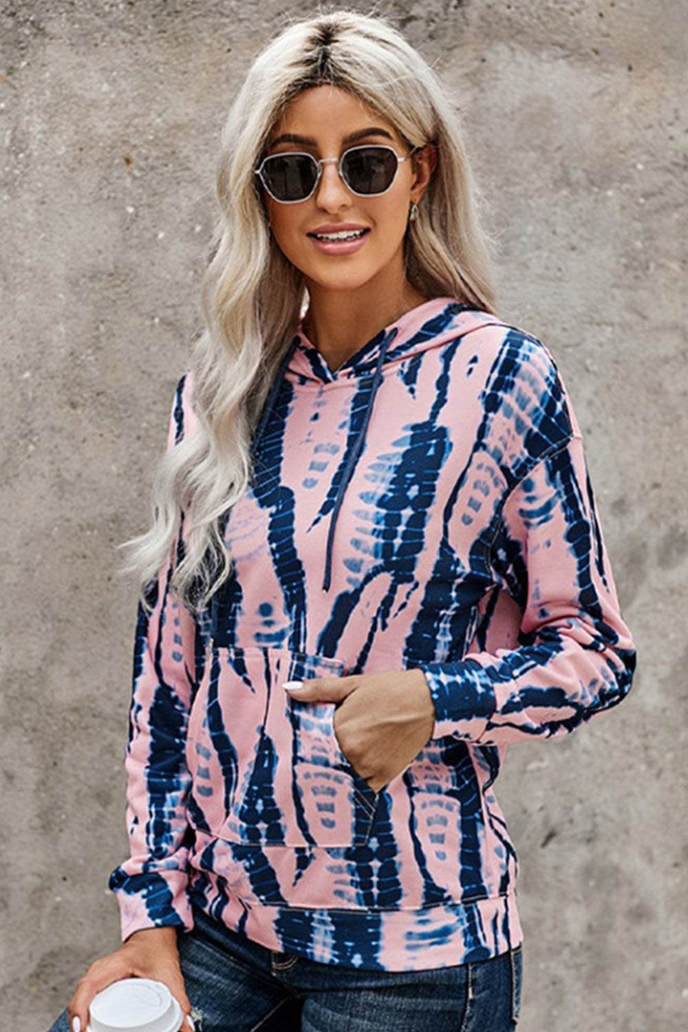 Tie-dyed Hooded Pocket Sweater