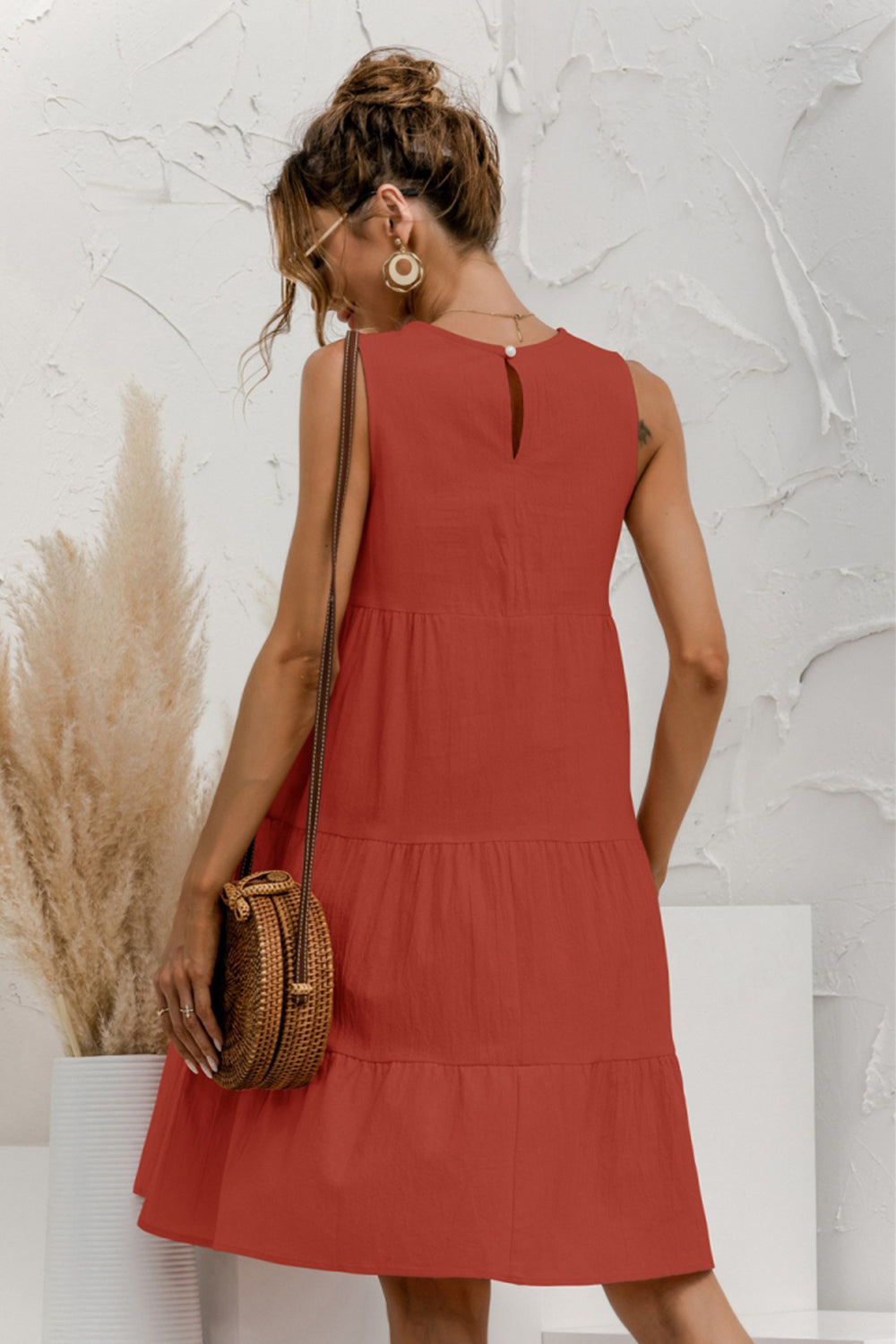 Sleeveless Patchwork Big Swing Tank Dress