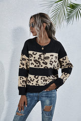 Crew Neck Leopard Print Sweater