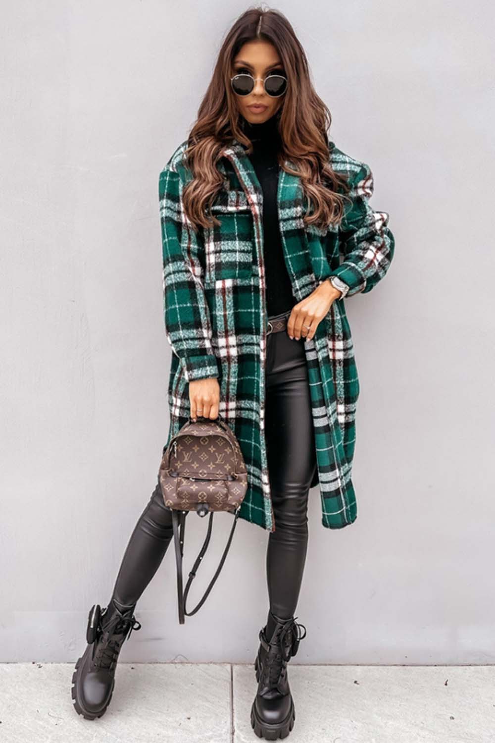 Plaid Print Woolen Coat
