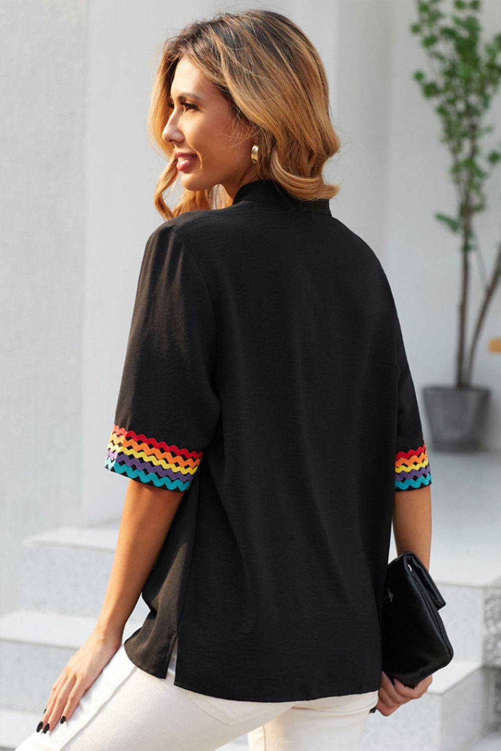 Contrast Embroidered Half-sleeve Shirt