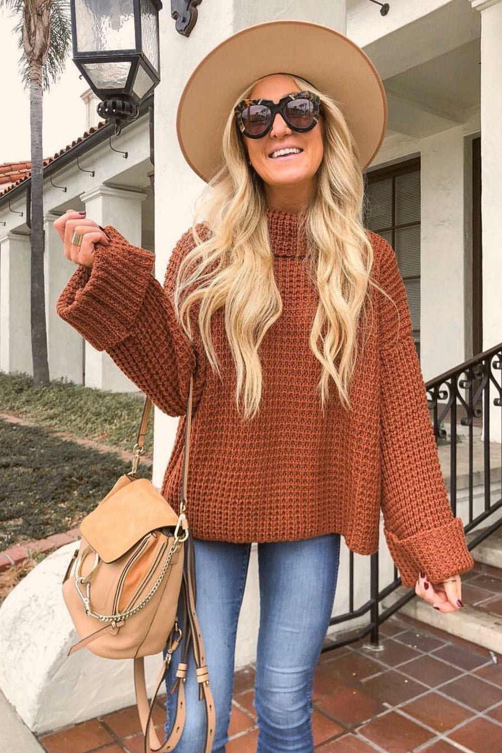 Loose Pure Color High Neck Sweater