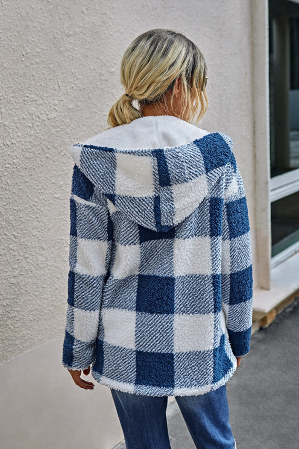 Both Sides Wearable Plaid Plush Coat