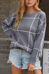 Plaid Knit Sweater