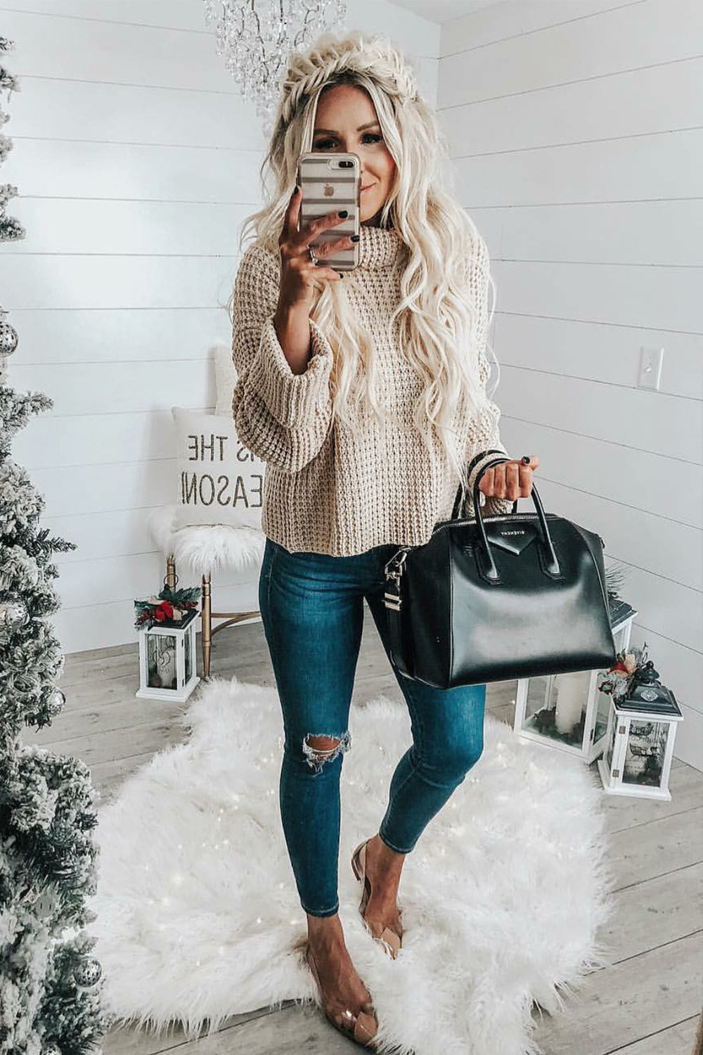 Loose Pure Color High Neck Sweater