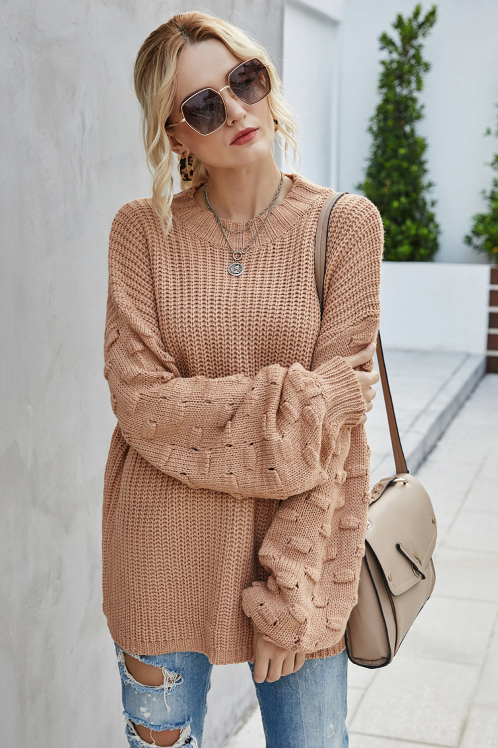 Large Size Loose Long-Sleeved Knitted Pullover