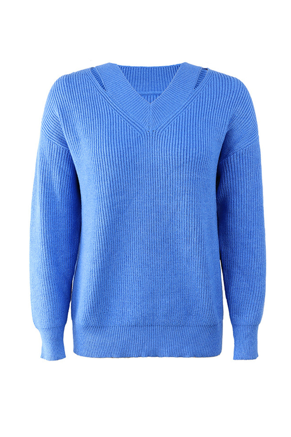 V-Neck Solid Color Sweater