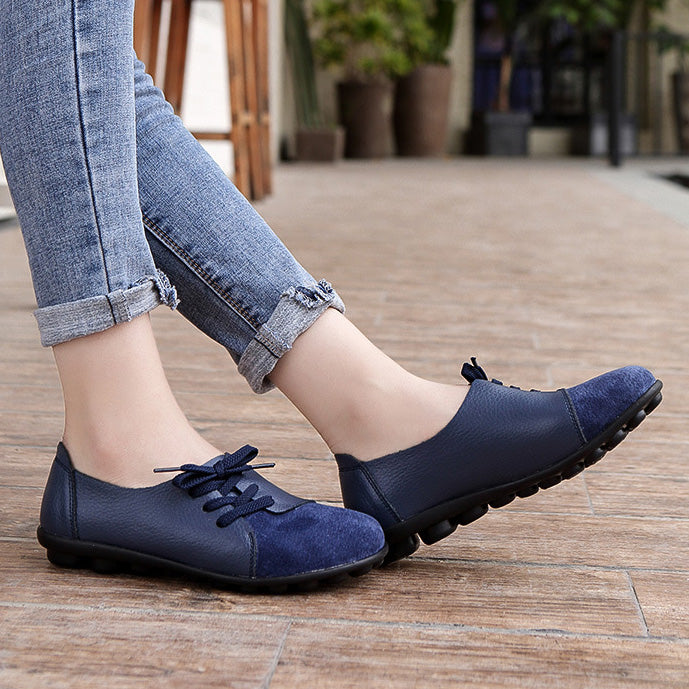 Brushed leather Diagonal lace-up Garden Shoes