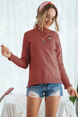 High Collar Pocket Long Sleeve Knit
