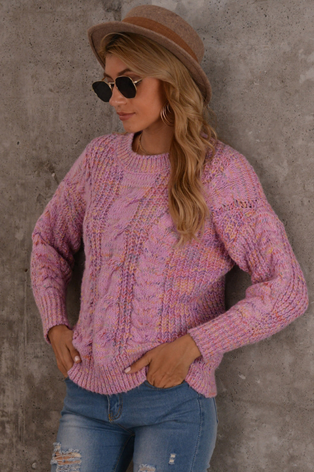 Color Matching Long Sleeve Loose Sweater