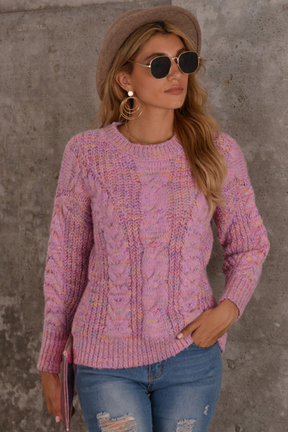Color Matching Long Sleeve Loose Sweater