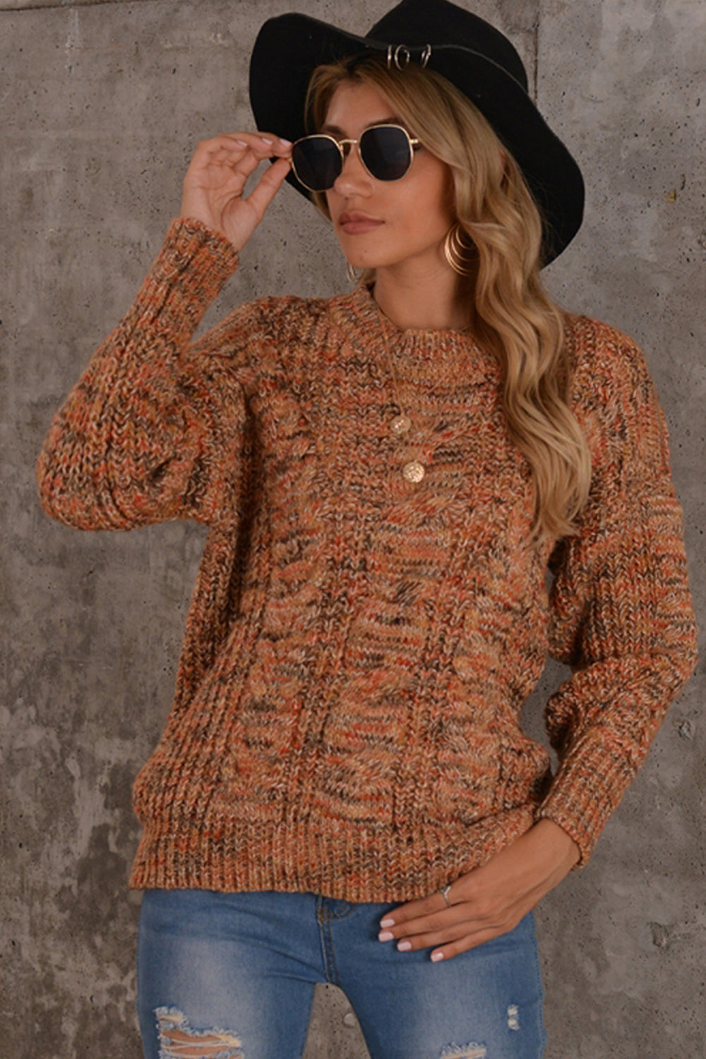 Color Matching Long Sleeve Loose Sweater