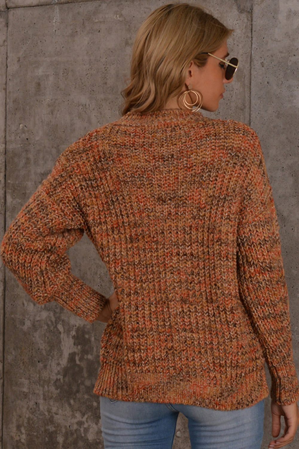 Color Matching Long Sleeve Loose Sweater