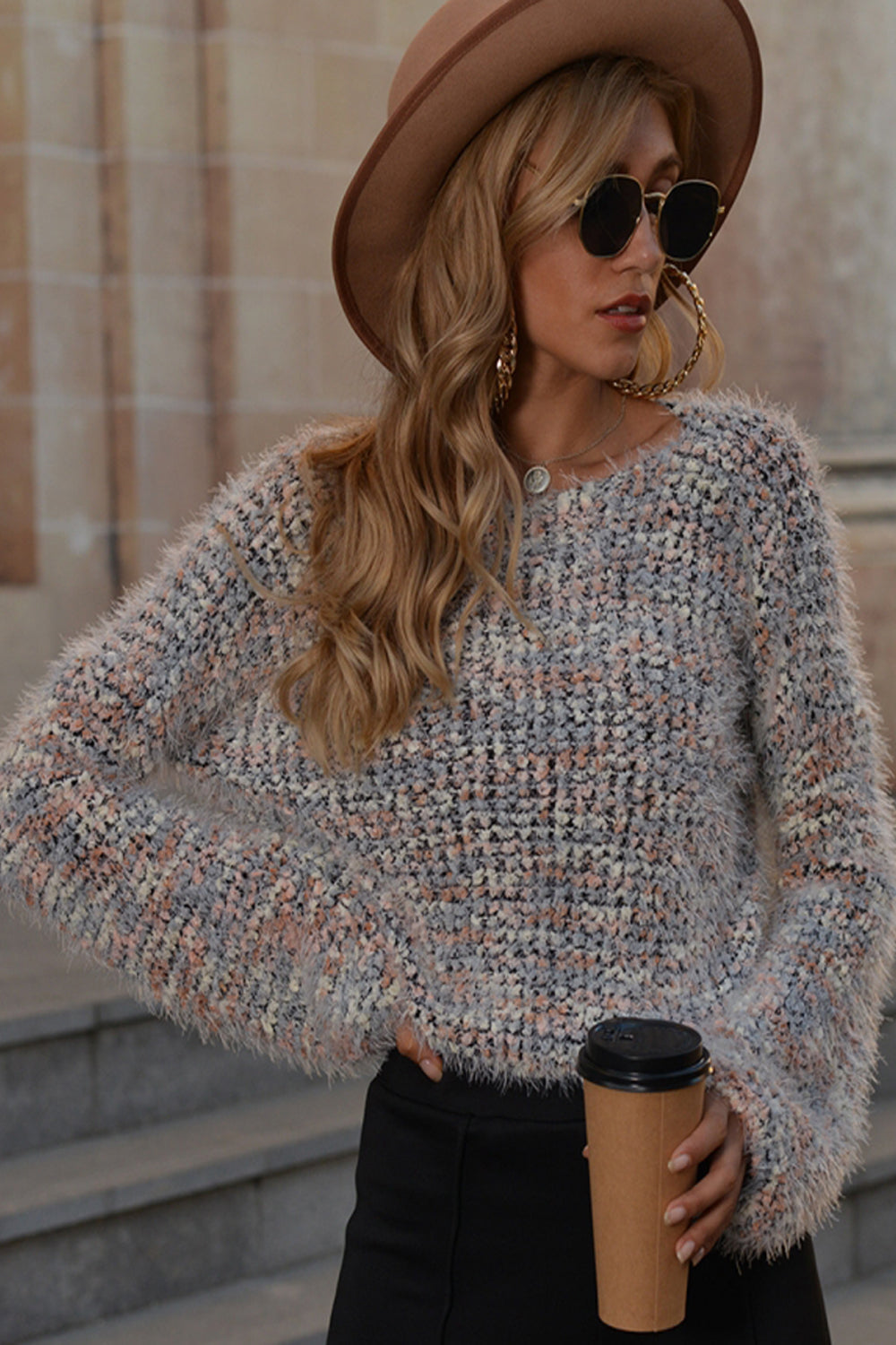 Colorful Knitted Short Sweater