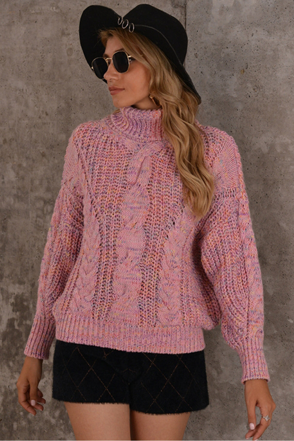 Colorful Turtleneck Knitted Sweater