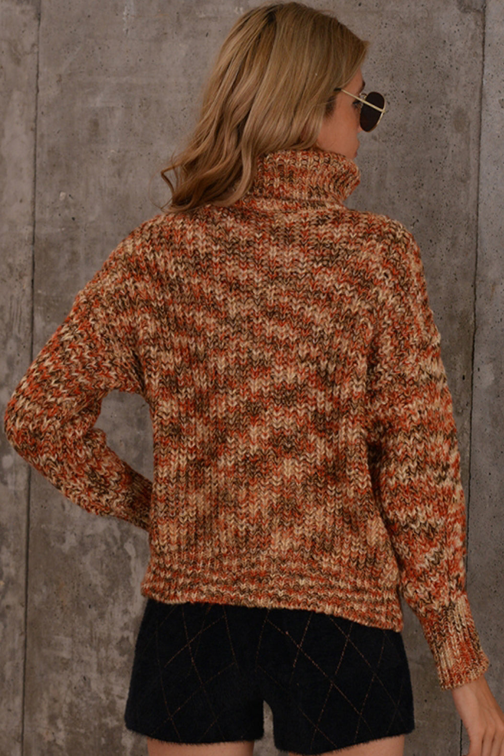 Colorful Turtleneck Knitted Sweater