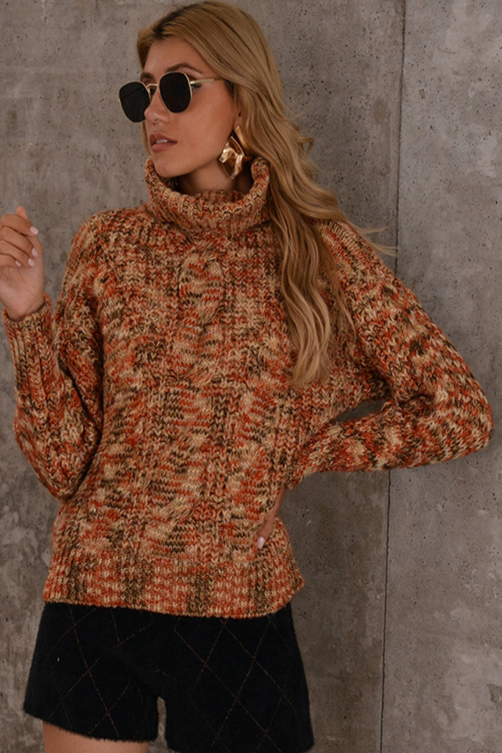 Colorful Turtleneck Knitted Sweater