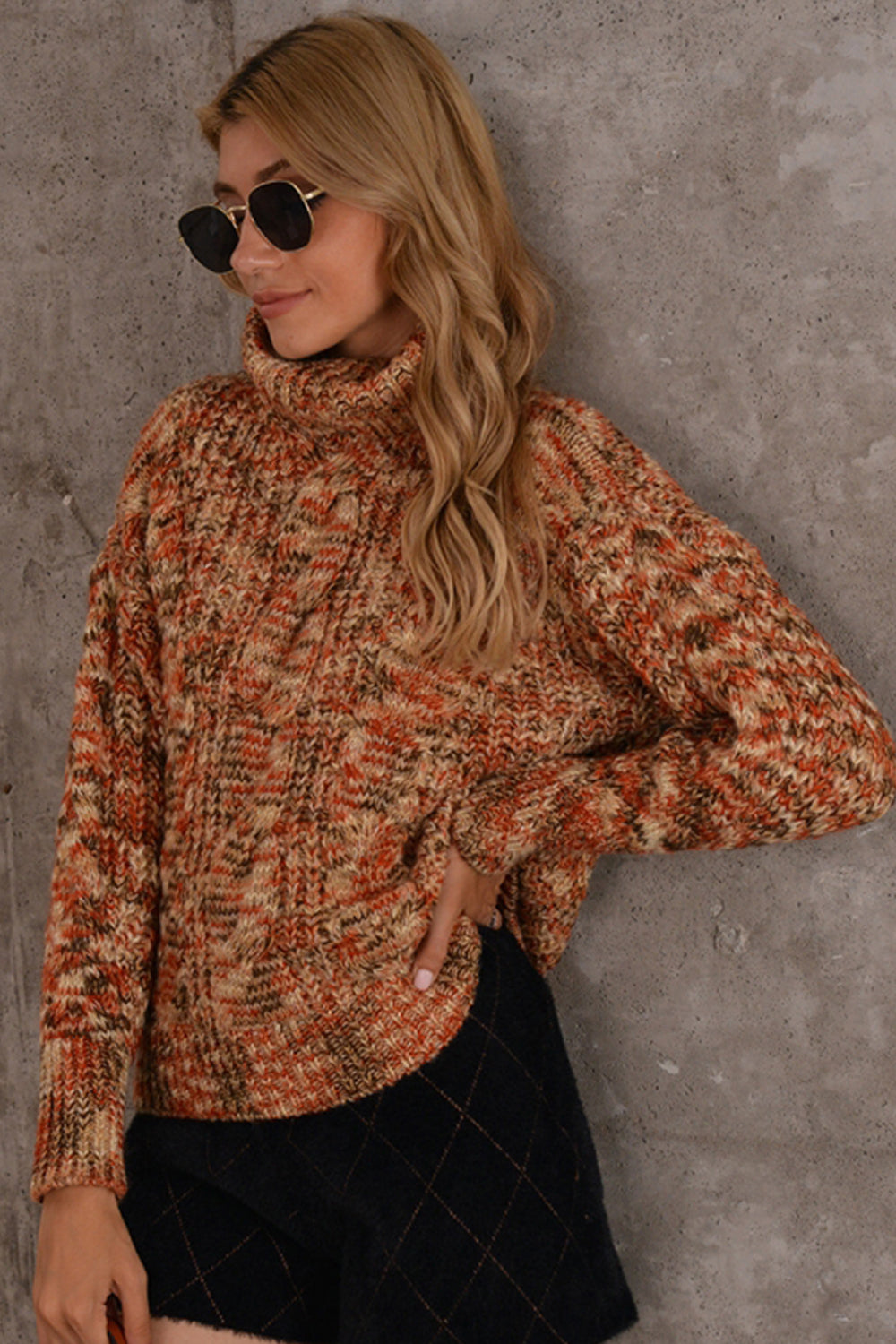 Colorful Turtleneck Knitted Sweater