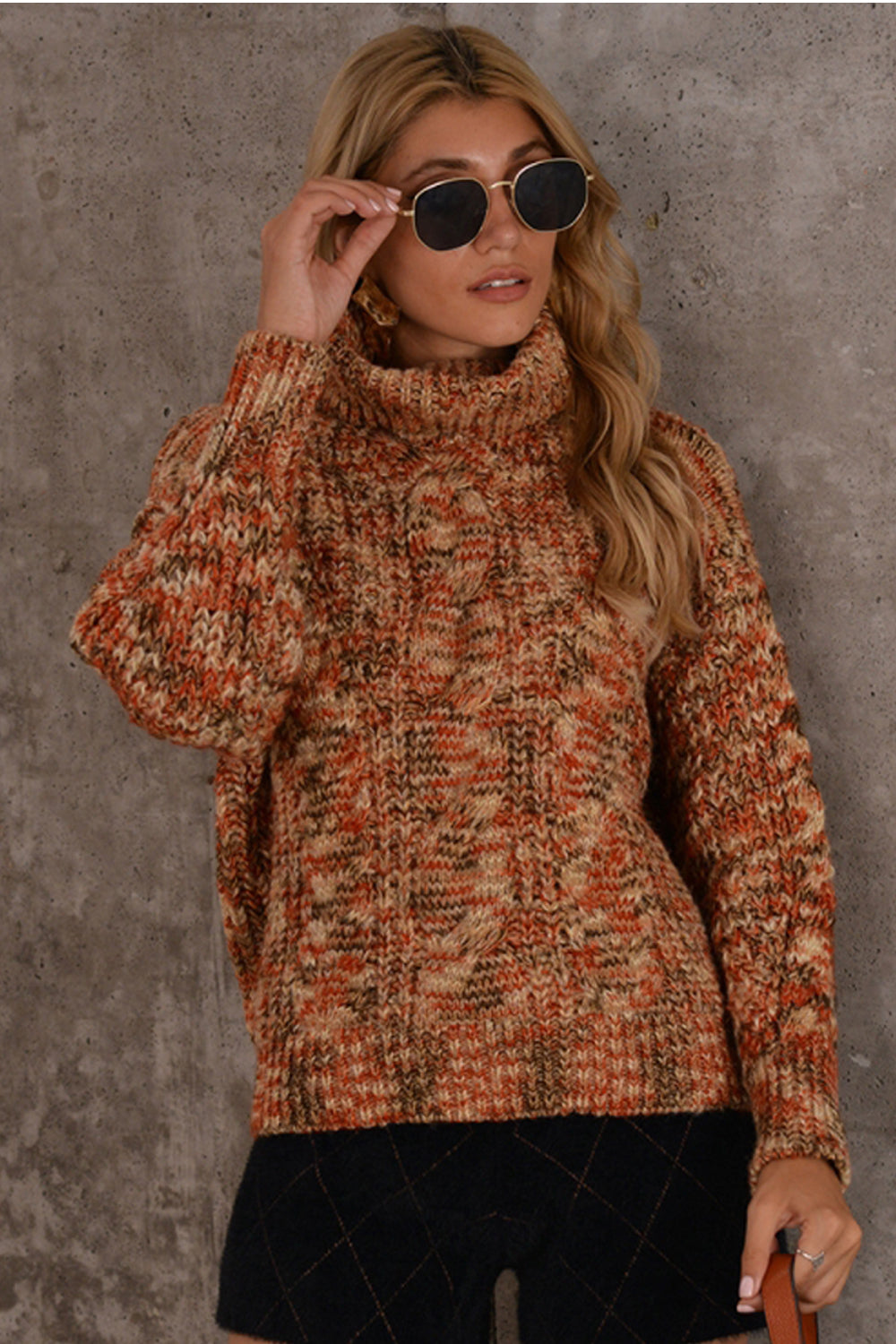 Colorful Turtleneck Knitted Sweater