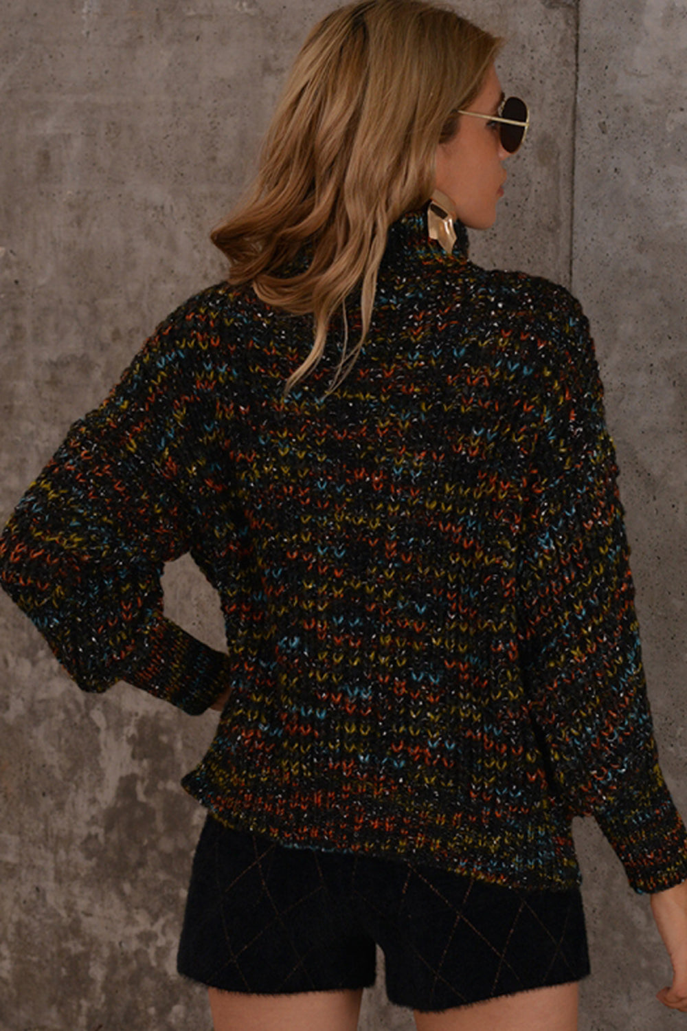 Colorful Turtleneck Knitted Sweater
