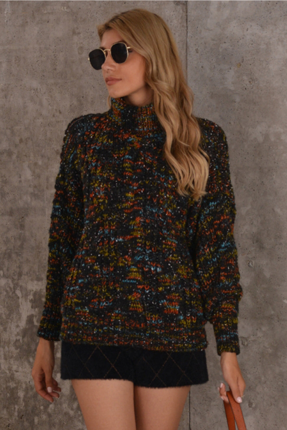 Colorful Turtleneck Knitted Sweater