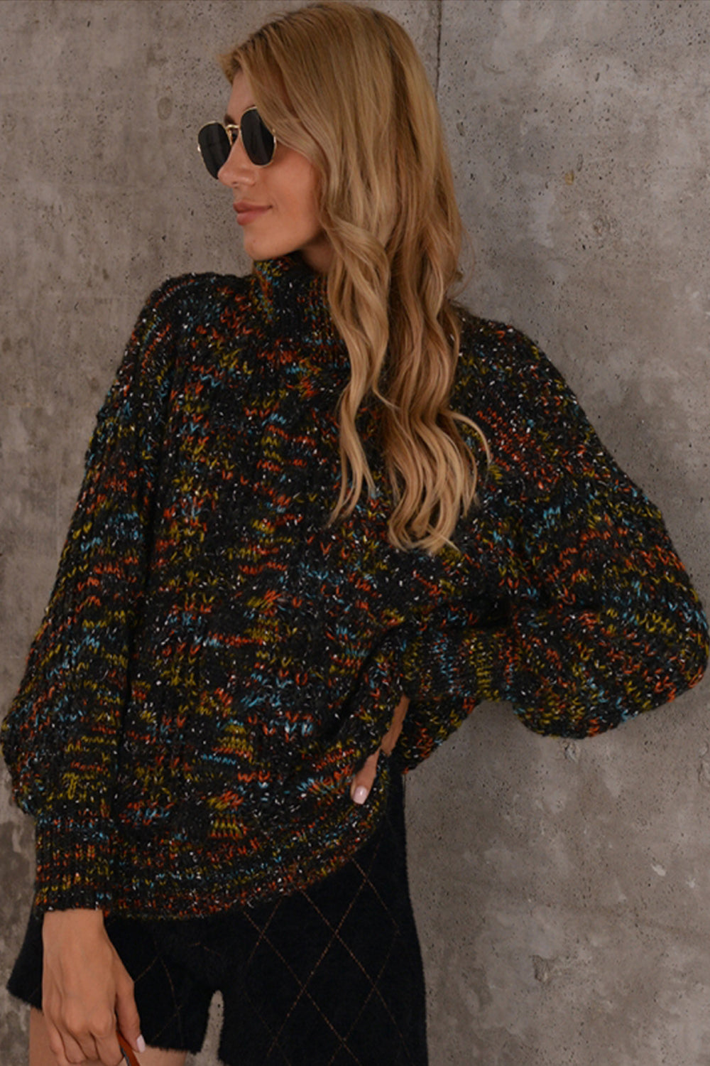 Colorful Turtleneck Knitted Sweater